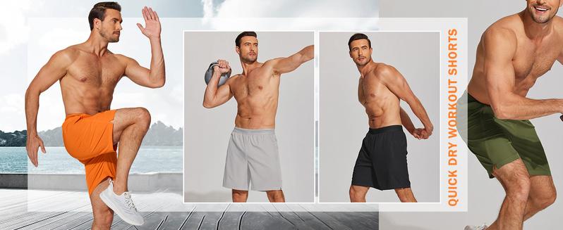 COOFANDY Mens Athletic Running Shorts 7'' Gym Workout Shorts 2 Pack Drawstring Training Shorts with Zipper Pockets