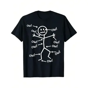 Ow Ow Ow T-Shirt - Funny Chronic Pain Awareness T-Shirt All Season  Cotton Single Sided Printed Crew Neck Short Sleeve T Shirt soft cotton short sleeve tee  graphic  tees casual crew neck t-shirt thick tshirt premium heavy