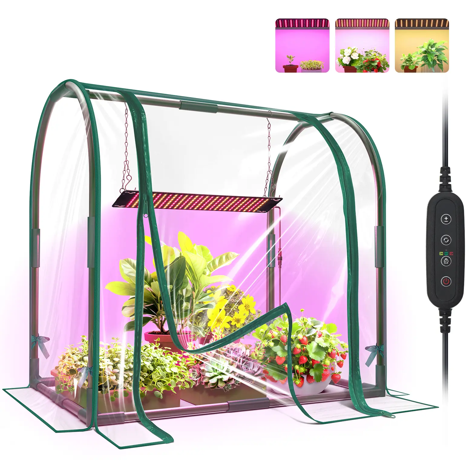 Bstrip Mini Indoor Greenhouse with Grow Light 27" Desktop Greenhouse Kit with LED Light & Timer for Seed Starting, Grow Light For Seedlings, Growing Kit