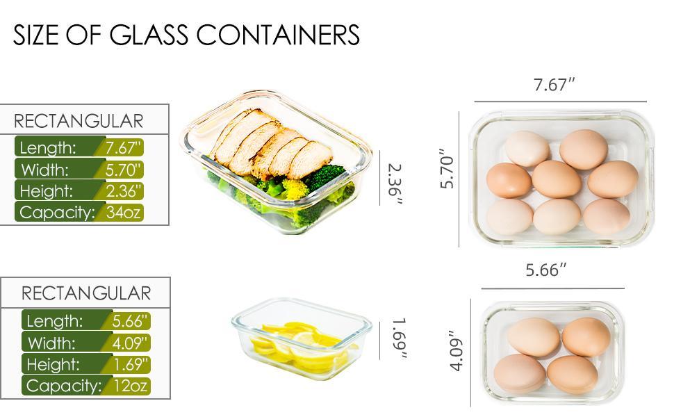 10Pack Glass Food Storage Containers with Lids Leakproof, Airtight Glass Meal Prep Containers For Lunch Rectangle,Dishwasher Safe Kitchen Set Utensils