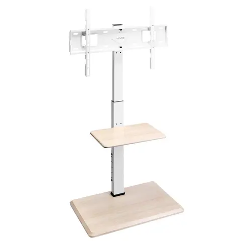 VEVOR Compact Swivel Rolling TV Stand with Wheels, Mobile TV Cart for 32-70 Inch Screens, 25° Left-Right Rotation, Height-Adjustable VESA Mount (Max 600x400mm), Tray, Back Clips Keep Cables Tidy, 88 lbs Capacity, Space-Saving for Bedroom, Outdoor, Vesa Mo