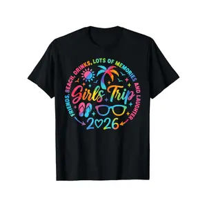 Tie Dye Girls Trip 2026 Summer Beach Matching Group Vacation T-Shirt |   Casual Short Sleeve Tee, Crew Neck, Super Soft, Perfect for All-Season, Ideal for Easter, Valentine'S Day, St Patrick'S Day Gifts for Men, Women, Couples, and