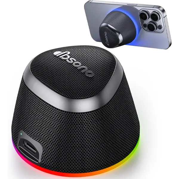 dbsono Portable Speaker Phone Stand Gifts: Valentines Gifts for Her Him Adults Teens, 2 in 1 Magnetic Bluetooth Speakers, Loud Sound IPX5 Waterproof, 9 Light Modes, TWS, subwoofer speaker bluetooth speakers speakers Gadgets Compact