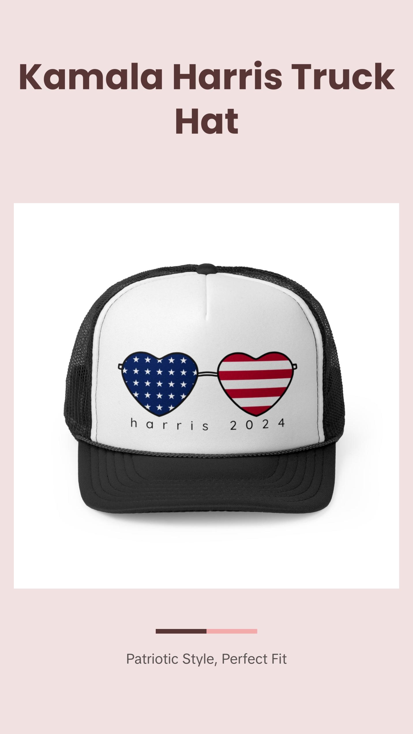 Kamala Harris Trucker Hat - American Flag Hearts Cap