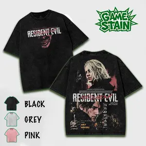 Resident Evil Leon Kennedy & Grace Ashcroft Requiem Vintage Wash Hoodie, Raccoon City Survivor Graphic T-Shirt, Biohazard 4 Remake Streetwear, Acid Wash Mineral Oversized Sweatshirt, DSO Agent Aesthetic, Gamer Fan Gift, Unisex Cotton Apparel
