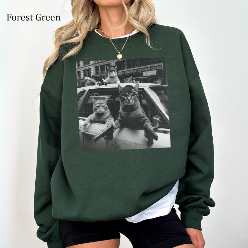 Funny Cat Gang Vinage Cat Unisex Graphic Sweatshirt – Casual Streetwear For Everyday Wear