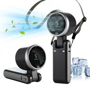 Portable Handheld Turbo Fan, 5 Gear Wind High Speed Neck Fan, 4000mAh Battery Operated, Up to 10 Working Hours, 3 IN 1 Hand Fan Rechargeable with Air Turbo Tech Cooling Fan for Outdoor Activities, Travel, Working，Gift