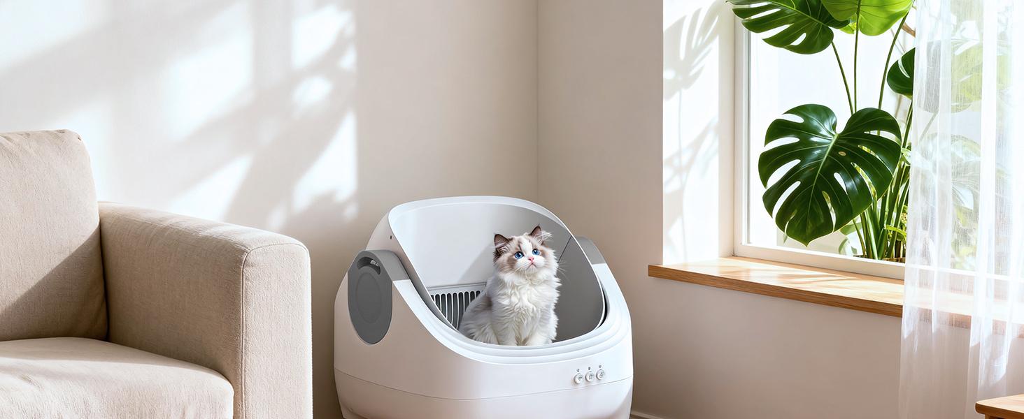 Thereye SC06 Open-Top Self-Cleaning Cat Litter Box special accessories, deodorization gel, and garbage bags