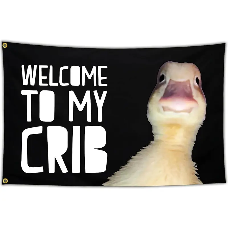 Welcome to My Crib Duck Flag Funny Tapestry Flags for Bedroom Room Guys College Dorm Cool Meme Wall Flags Posters Banners for Room Decor    In 60X40 In