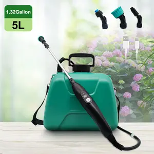 Garden Sprayer, Electric Sprayer with USB Rechargeable Handle, 3 Mist Nozzles, Retractable Wand, Water Pump Sprayers with Adjustable Shoulder Strap for Yard, Lawn and Garden（5L）