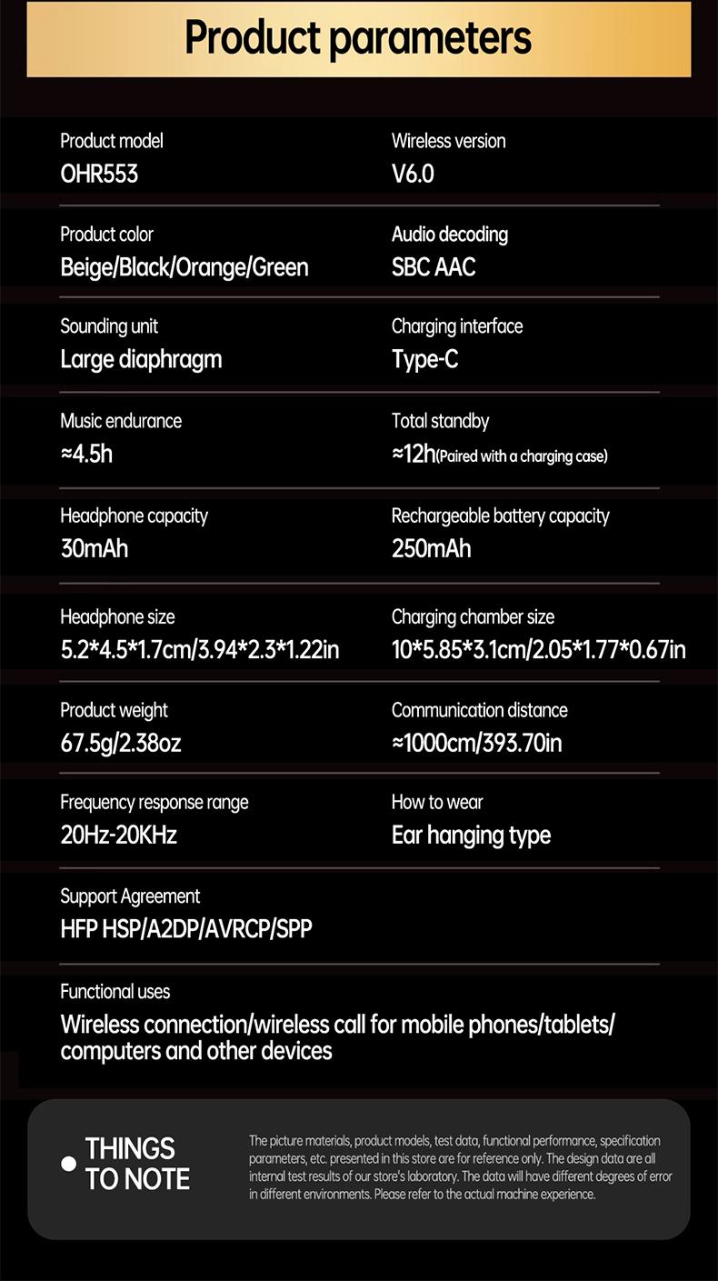 Acer OHR553 Wireless Open-Ear Headphone, Fashionable Earbuds, Wireless Gaming Earphones, HIFI Sound Quality Music Headset for Gaming Travel Sports Built-in Mic, Electronic Audio & Video Black