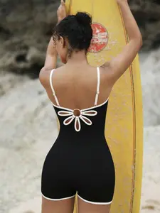 Women's Fashion Spaghetti Strap Backless Sexy One-Piece Swimsuit Push-Up Tummy Control suit stylish beachwear