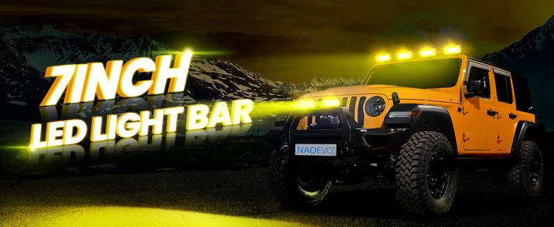 NAOEVO 7 Inch LED Light Bar, 240W 24,000LM Offroad LED Pods, Spot/Flood Combo, 2-Pack with Wiring Harness for Truck/Boat/UTV/ATV