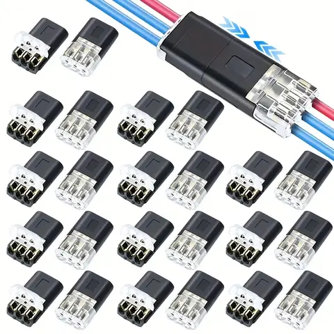 Triple-Wire 3 Pin Plug-in Connector Led Light Strip Connectors, Low Voltage Wire Connector with Locking Buckle, Fast Connect Plugs Led Connectors for Strip Lights, Lead strip automotive wiring electricity Power Distribution Secure -YY