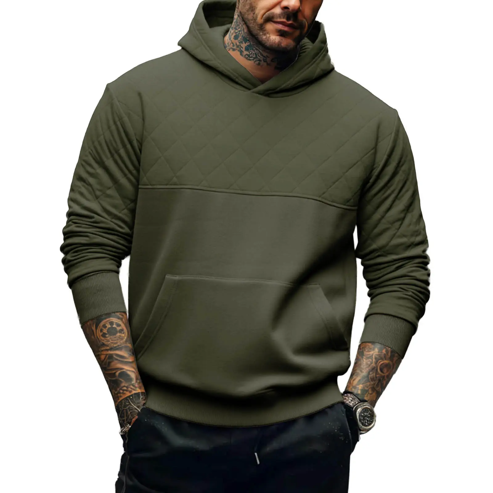 JMIERR Mens Casual Hooded Collar Fleece Hoodies Pullover Sweatshirts Warm Long Sleeve Shirts