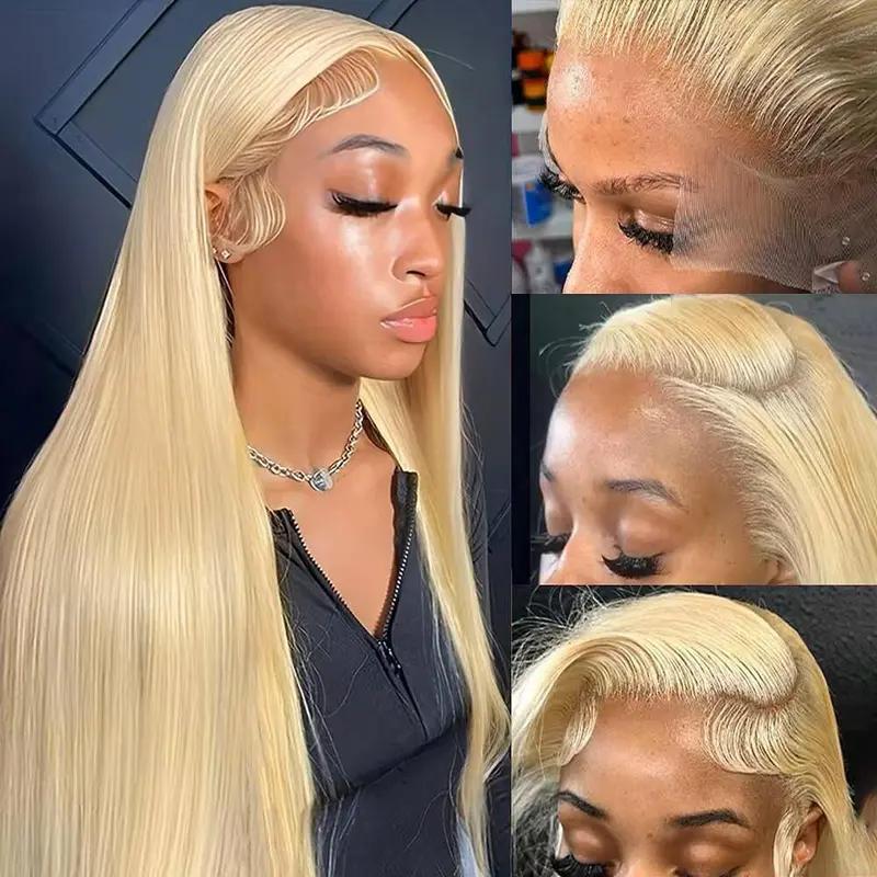 Pizazz Hair 613 Blonde Lace Front Wig Human Hair 13X4/13x6 HD Transparent Lace Front Wigs Human Hair 613 HD Straight Lace Frontal Wigs Human Hair with Pre Plucked Natural Hairline
