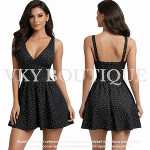 Polka Dot V-Neck Fit & Flare Mini Dress