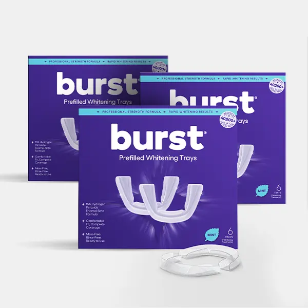 BURST Prefilled Teeth Whitening Trays 3 Pack- Advanced At-Home Dental White Trays, 18 Trays, 9 Treatments, 15% Hydrogen Peroxide For Professional-Grade Results