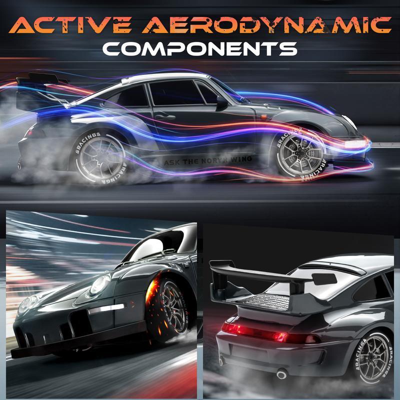 RC Drift Car, 1:24 Remote Control Car for Kids, 20KM/H 4WD High Speed RC Cars with LED Lights, Two Batteries, Extra Drifting Tires, Vehicle for Adults Boys Girls