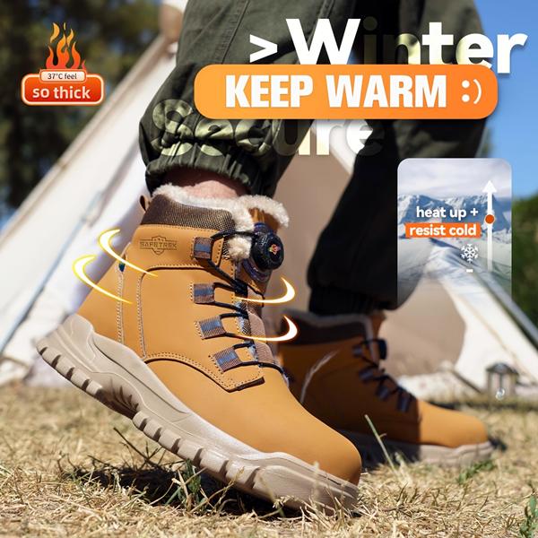 Men's Steel Toe Safety Shoes With Plush Fur Lining, Warm Insulated Design, Breathable Upper, Slip-Resistant Outsole, Soft And Lightweight Work Boots For Construction And Industry, Thoughtful Winter Gift For Men