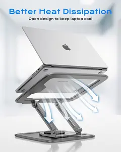Adjustable Laptop Riser Stand - 360° Rotating Base for Standing Desk Converts to Vertical Laptop Holder