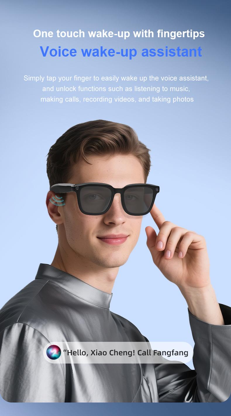 Smart Bluetooth Glasses with Camera, 1080p Video Recording Wearable Glasses, Multifunctional Wireless Audio Glasses with Headphone, Outdoor Sports Camera Sunglasses with Intelligent Voice Assistant, Anti-blue Light Protection Eyeglass Smart Bluetooth Glasses with Camera, 1080p Video Recording Wearable Glasses, Multifunctional Wireless Audio Glasses with Headphone, Outdoor Sports Camera Sunglasses with Intelligent Voice Assistant, Anti-blue Light Protection Eyeglass