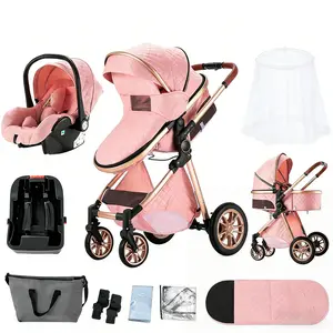 Weekly Picks |  Deals 4-in-1 Portable Foldable Toddler  with Sunshade Lightweight Vintage Multifunctional  Outdoor Travel  & Accessories car seat Folding Wagon Convertible High rain cover gear stroller modern baby alloy metal material midsize