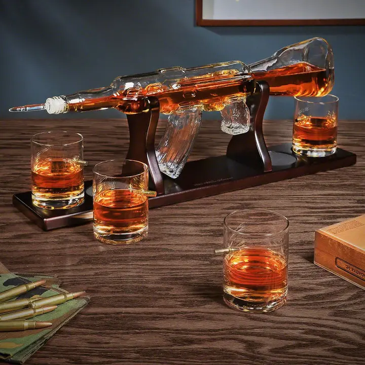 AK-47 Gun Whiskey Decanter Set with 4 Bullet Glasses