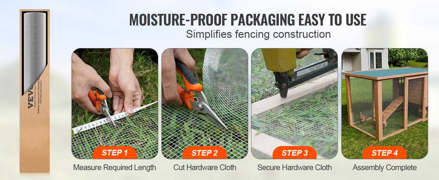 VEVOR Hardware Cloth, 1/4 inch 48in x 50 ft 23 Gauge, Hot Dipped Galvanized Wire Mesh Roll, Chicken Wire Fencing, Wire Mesh for Rabbit Cages, Garden, Small Rodents