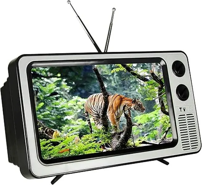 12in Retro TV 3D HD Screen Magnifier Phone Holder - Foldable Mobile Accessories, Android Compatible, Blue Radiation Protection, Portable Movie Video Viewing Stand for All Smartphones