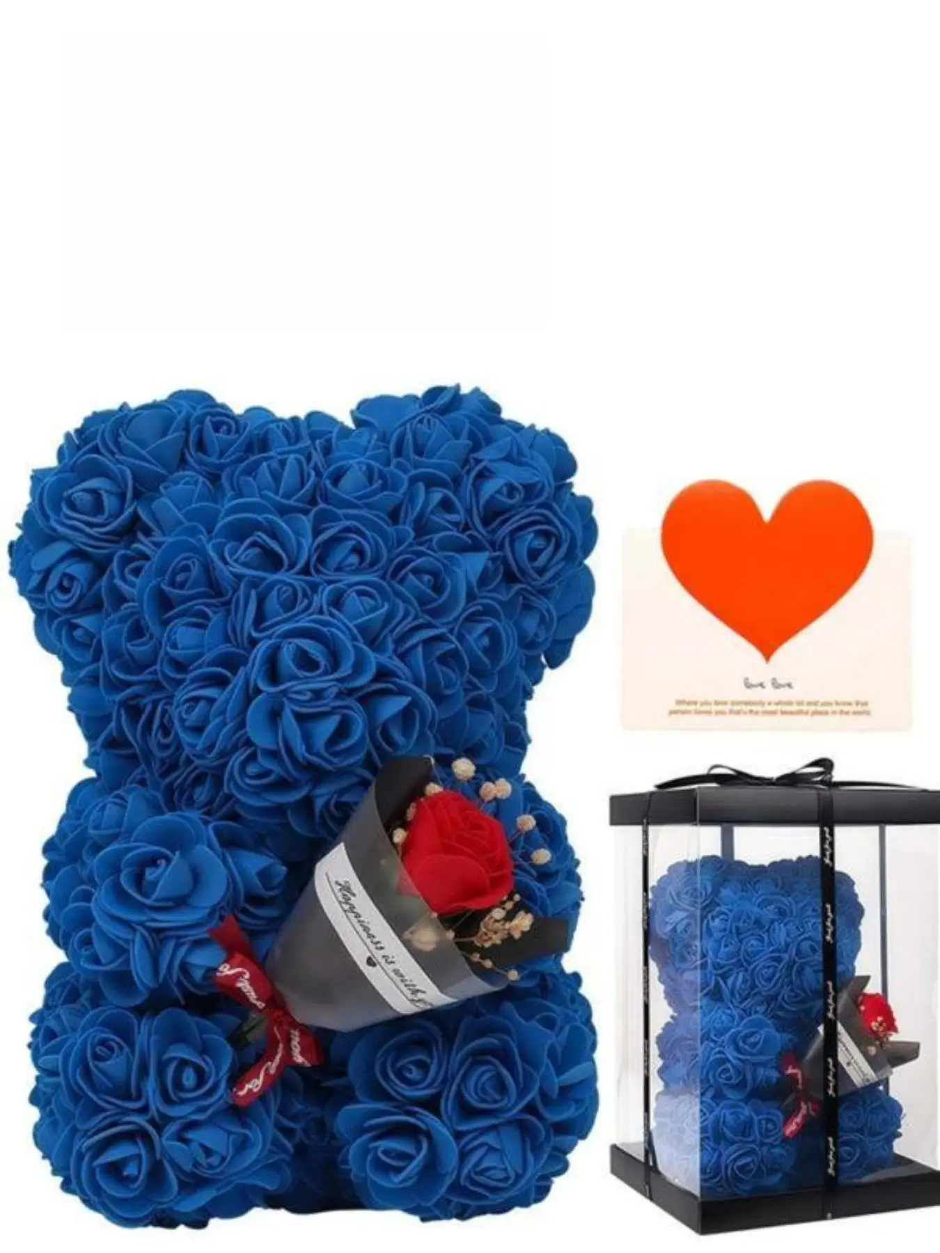 Mother's Day Gift Handmade Eternal Flower Rose Teddy Bear Gift Box, Perfect for Couples, Valentine's Day, Anniversaries, Birthdays, Halloween, Christmas