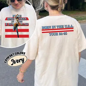 [SALE 30%] Bruce Springsteen Comfort Colors 2 Sided Shirt, Retro Born In The U.S.A. Tour Tee, Full Size Options, Rock Concert Tee, Rock Music Fan Gift