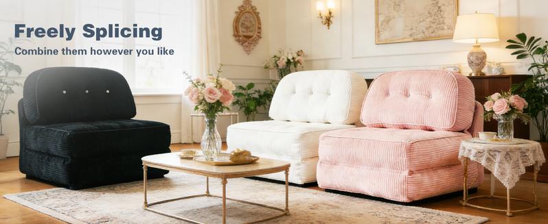 【Valentine’s Day Gift】 63.77" Boneless Foldable Sofa Bed by Neslako, Cloud Couch Sleeper Sofa with High Resilience Memory Foam, Removable Corduroy Cover, One Touch Folding Design, No Assembly