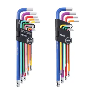 VEVOR Hex Key Allen Wrench Set 22pcs SAE & Metric Color Coded Ball End L-Shaped CR-V Alloy for Bicycle Household Automobile Repair