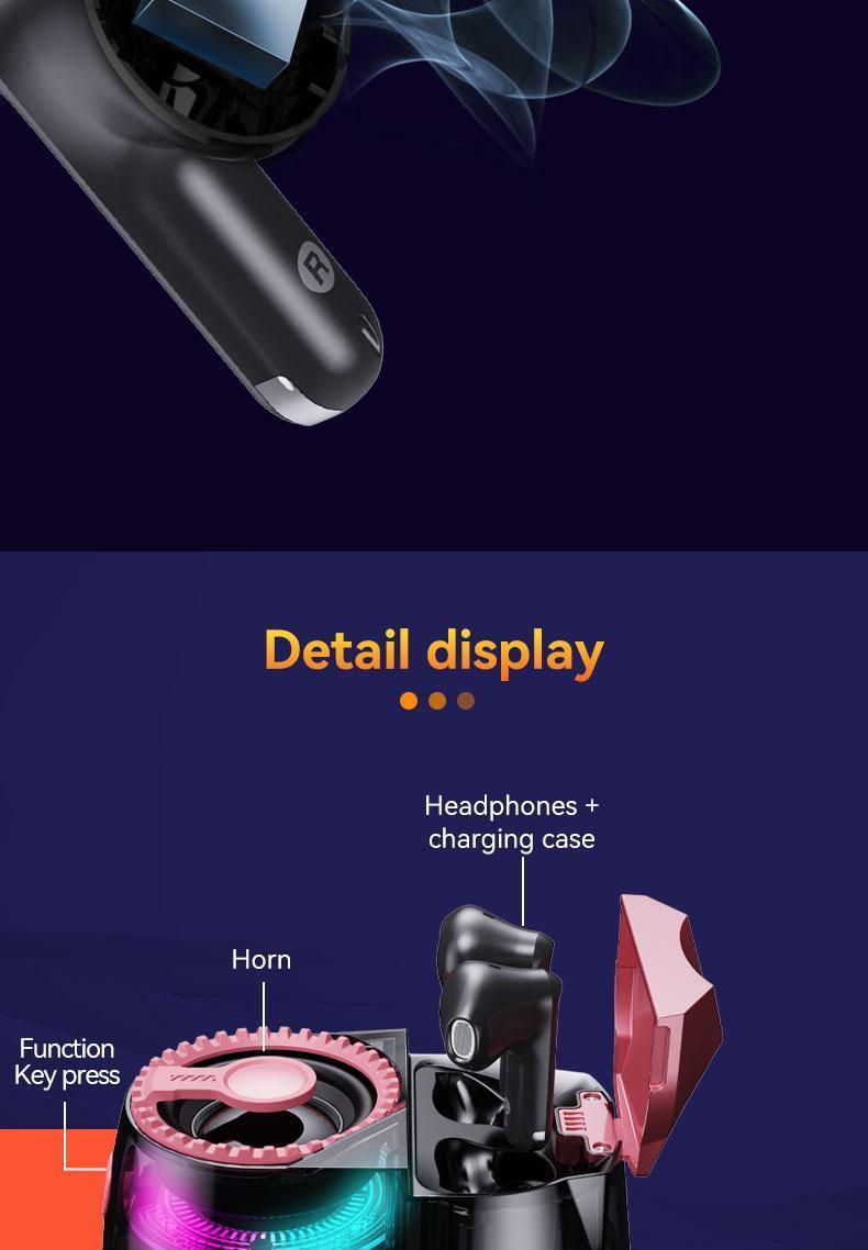 Portable Magnetic Bluetooth Speaker & Wireless Earbuds Combo with RGB Lights, 3-in-1 Travel Gadget, Magnetic Mount Phone Holder for Music Lovers