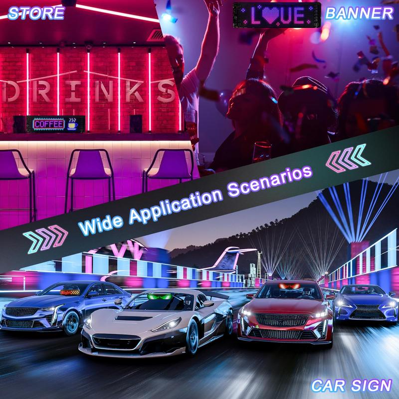 LED Display for Car, Programmable Flexible LED Light, Customizable DIY Pattern or Text Color RGB Pixel Screen with USB/Bluetooth APP Remote Control Dashboard for Cars/Trucks/SUV/Room Decorate