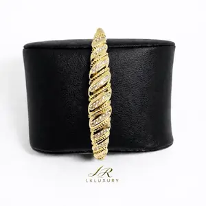 29 14K Laminated Gold Crystal Twist Luxe Statement Bracelet