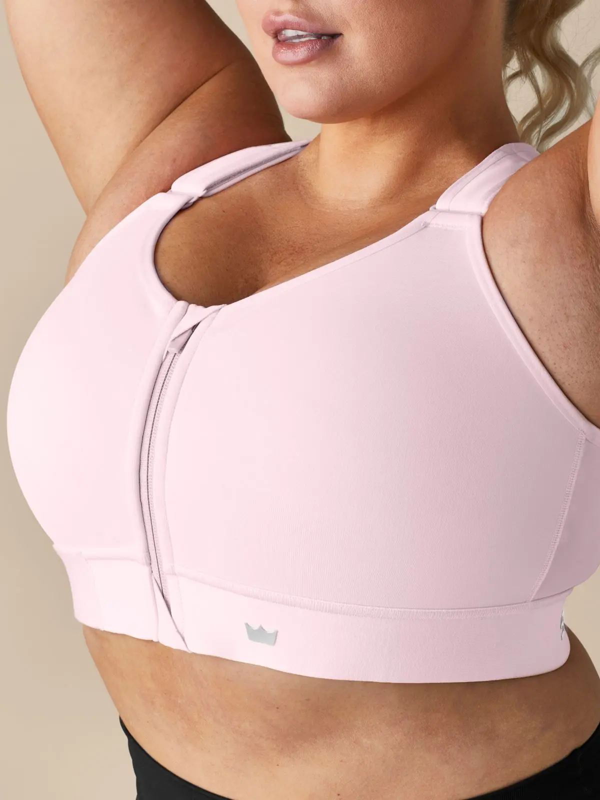 SHEFIT Flex Women's Workout Sports Bra, Powerhouse Pink Wire-Free Zip Front Style with Adjustable Padded Straps for Medium Support, Yoga Sports Bra