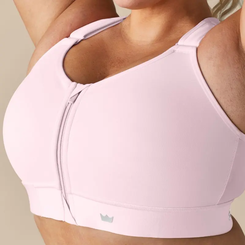 SHEFIT Flex Women's Sport Bra - Powerhouse Pink, Seamless Wire-Free, Patented Zip Front, Adjustable Strap, Customizable Convertible Padded Chest Strap, Rib Band, Medium Support for Gym, Yoga, Running Workout Bras