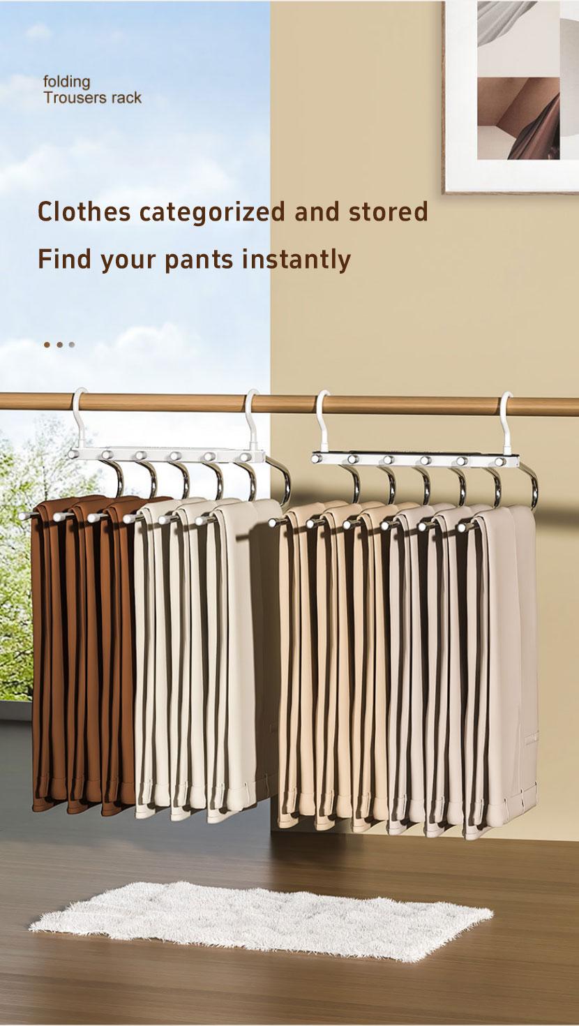 6 Layer Pants Hanger Space Saving Closet Organizer with 65mm Wide Spacing, Anti-Slip Multifunctional Pants Rack for Jeans Trousers Wardrobe 6 Layer Pants Hanger Space Saving Closet Organizer with 65mm Wide Spacing, Anti-Slip Multifunctional Pants Rack for Jeans Trousers Wardrobe