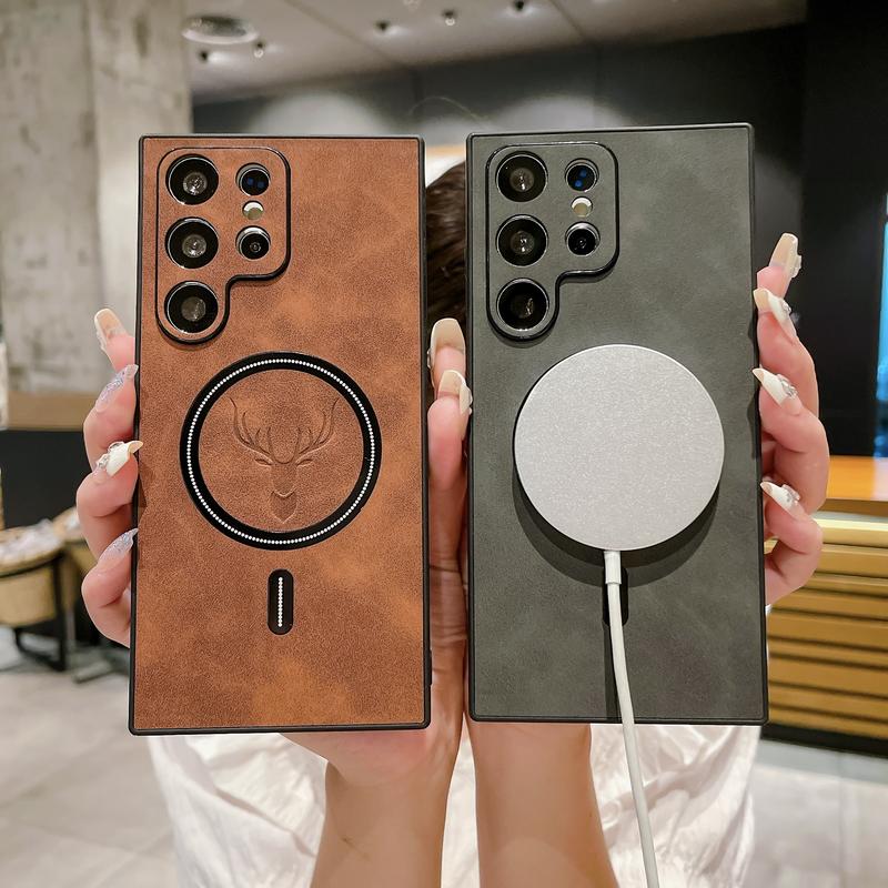 Magnetic Wireless Charging Leather Phone case for Samsung S25 Ultra S24 S23 S22 S21, Soft Shockproof case with Full Lens Protection Magnetic Wireless Charging Leather Phone case for Samsung S25 Ultra S24 S23 S22 S21, Soft Shockproof case with Full Lens Protection