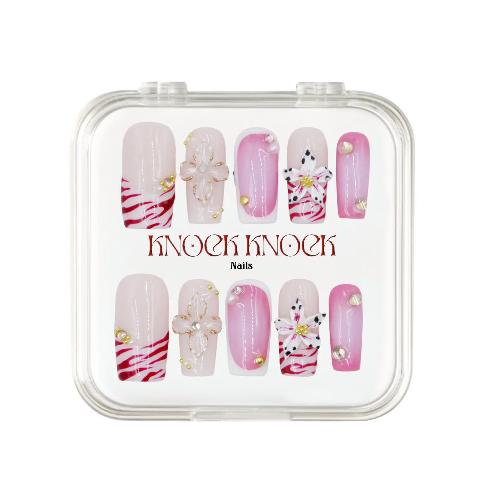 KNOCK.KNOCK NAILS 2026 | Fantaisa Rosada ｜10PCS 100% Handmade Press-on Nails