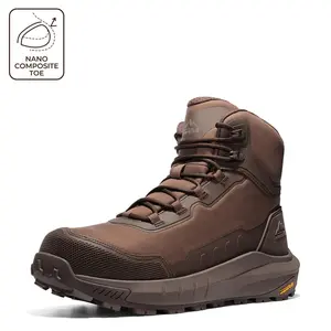 【Nano Composite Toe】NORTIV 8 Composite Toe Boots for Men Safety Work Boots Lightweight Anti-Fatigue Non-Slip with Zipper for Warehouse Construction, Terrascope-nano SpringStatements