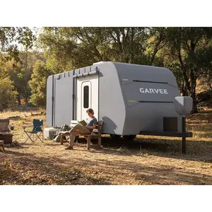 Garvee RV Cover for Travel Trailers, Waterproof & Breathable Camper Cover with Zipper Door for Outdoor Storage, All-Season Protection for Storage and Weather Defense, 27-30ft