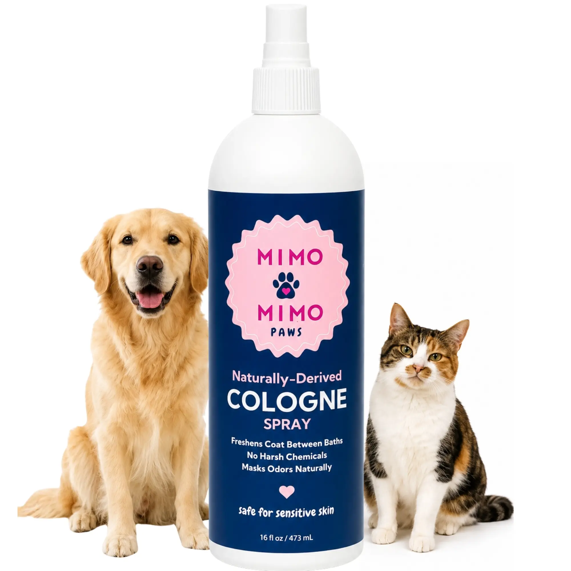 MIMO Paws Naturally Derived Pet Cologne Spray - Pet-Safe, No Harsh Chemicals, Natural Ingredients Perfume for Dogs & Cats, Daily Use Odor Masking Fresh Scent