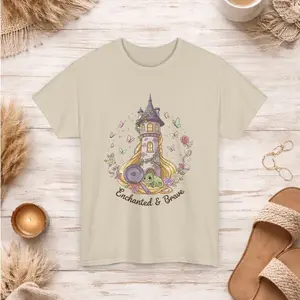 T-Shirt Enchanted & Brave Fairy Tale Tower Rapunzel Princess Graphic Tee