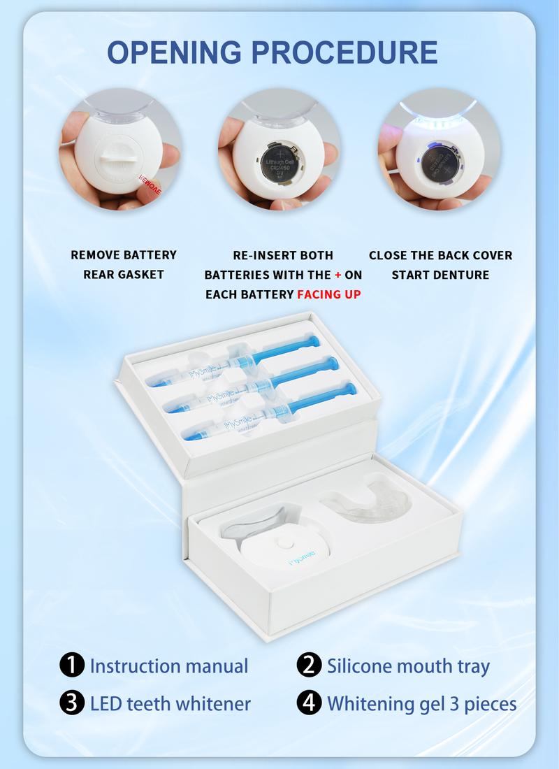 MySmile Original Teeth Whitening Kit with LED Light (5x Bulbs) - 3 Gels for Sensitive Teeth | Fast 10-Min Results