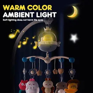 Baby Crib Mobile Bed Bell with Remote Control 5000 MIDI Music & Projection Educational Music Box Toy Electric Rattles Bear Birthday & Christmas Gift for Newborns