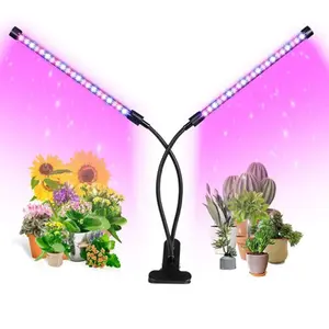 40 LEDs Grow Light, 2 Heads Red Blue Full Spectrum Plant Light with Clamp for Indoor Plants & Seed Starting,  Auto On Off, Timing  3 / 6 / 9 / 12 Hrs