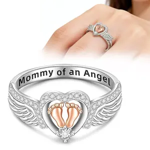 Miscarriage Ring Mother - Loss of Pregnancy Rings Infant Loss Jewelry Memorial Losing Gifts for Women Mom - Mommy of An Angel Ring